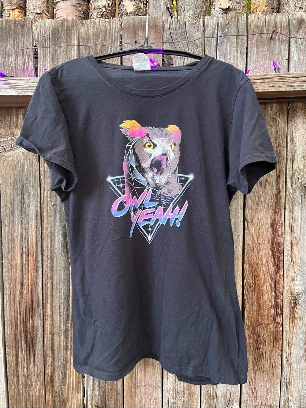 ‘Owl Yeah!' Graphic Tee - Black Retro Top